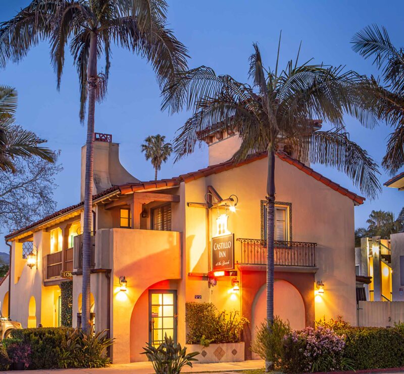 Castillo Inn exterior at night